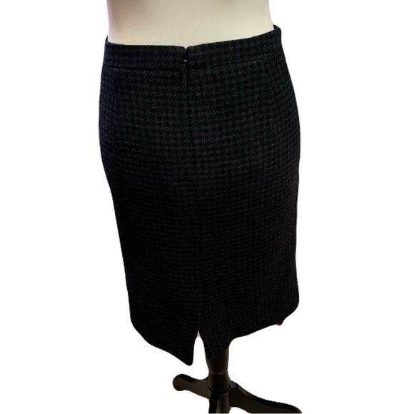 J.Crew Black & Gray Houndstooth Wool Pencil Skirt | Sz 00 | EUC - Picture 4 of 8